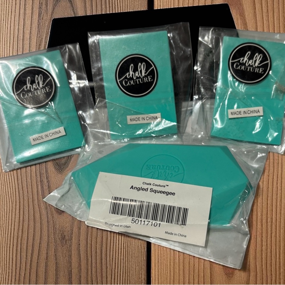 Chalk Couture Teal Angled Squeegee & 3 Small Vertical Squeegees New!